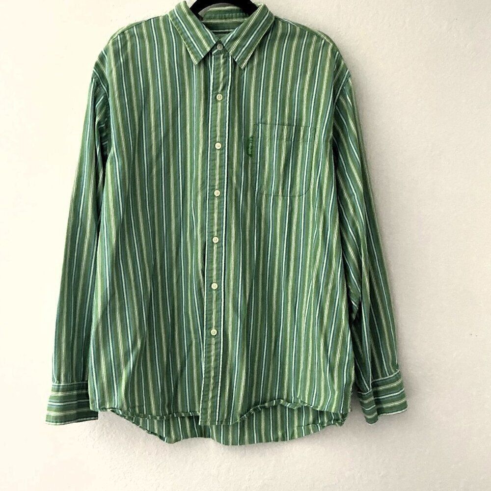 US Polo Assn Men's XL Green Striped Long Sleeve Button Down Shirt Cotton - Picture 5 of 8